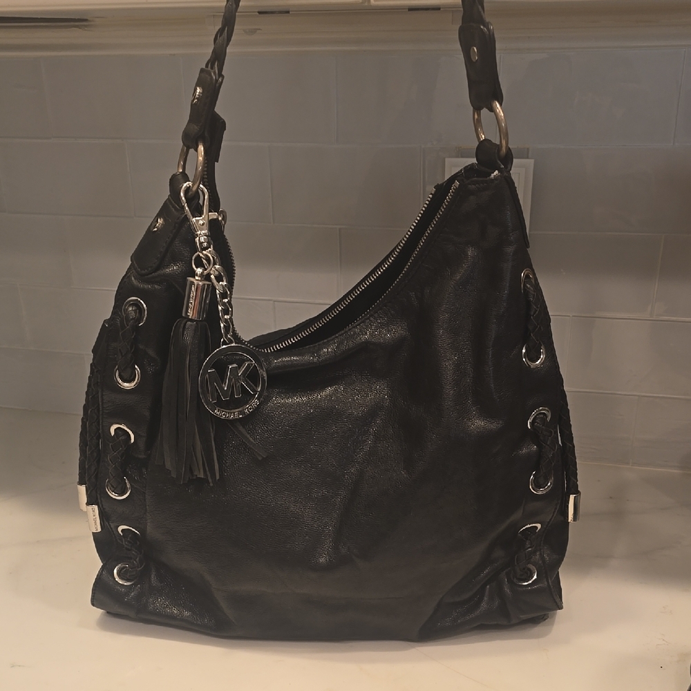 Michael Kors Black Hobo Bag with Tassel Charm